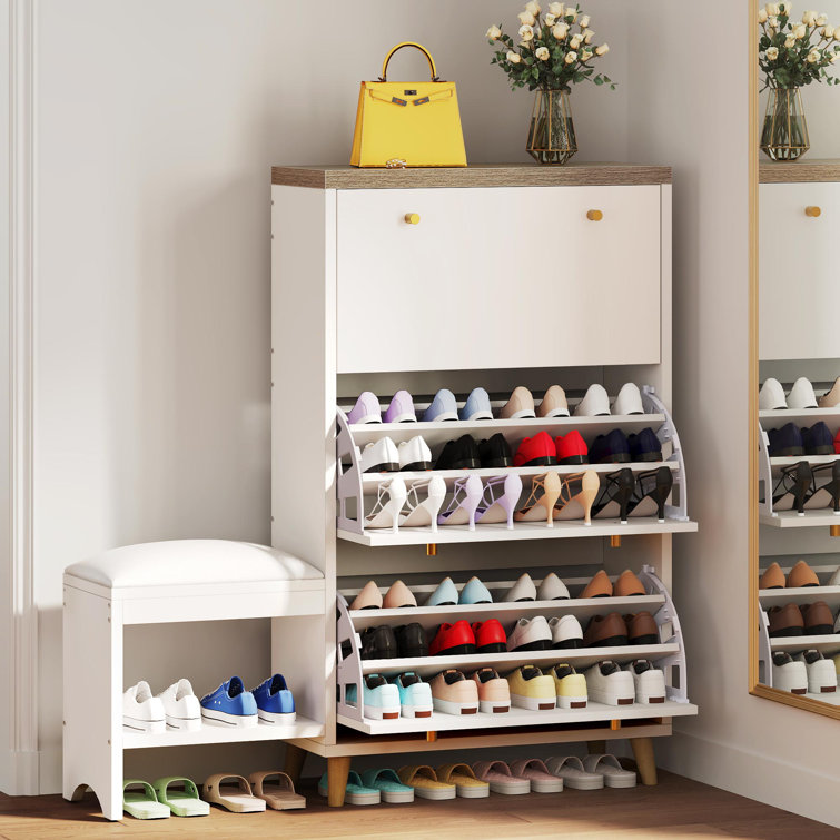 36 Pair Shoe Storage Cabinet with Upholstered Chair